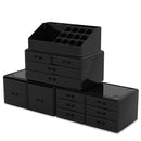 Black Makeup Cosmetic Organizer with 12 Drawers, Stackable Storage and Display