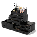 Black Makeup Cosmetic Organizer with 12 Drawers, Stackable Storage and Display
