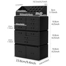Black Makeup Cosmetic Organizer with 12 Drawers, Stackable Storage and Display