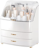 Black Makeup Organizer with Transparent Lid, Dustproof Drawers and Waterproof Storage