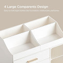 White Makeup Organizer with Brush Holder, 3 Drawers and 10 Storage Compartments