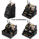 Black Makeup Cosmetic Organizer with 12 Drawers, Stackable Storage and Display