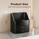 Black Makeup Organizer with Transparent Lid, Dustproof Drawers and Waterproof Storage