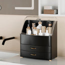 Black Makeup Organizer with Transparent Lid, Dustproof Drawers and Waterproof Storage