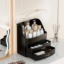 Black Makeup Organizer with Transparent Lid, Dustproof Drawers and Waterproof Storage